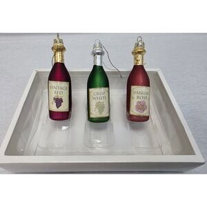 Wondershop  Wine Bottle  set of 3 Glass Christmas‎ Ornaments